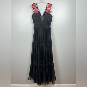 tie front black dress Threadbare Women's Black Puff Sleeve Tie Front Smock Mini Dress main image 1